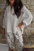Hush Pillow Cotton Nero Boyfriend Shirt Calico